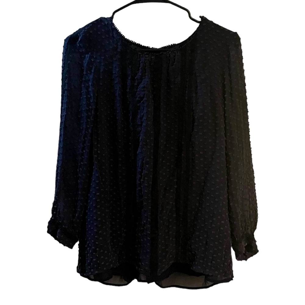 J. Crew Navy Swiss Dot Blouse Size 4